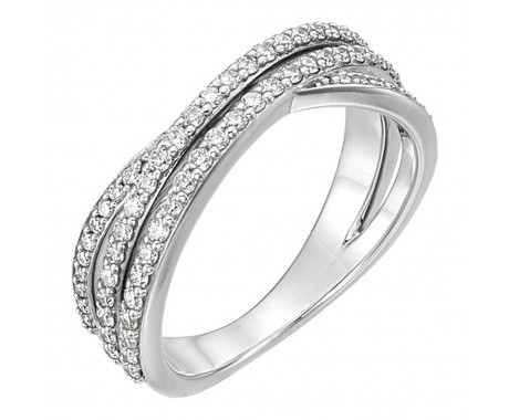 1.62 ct Ladies Round Cut Diamond Criss Cross Wedding Band