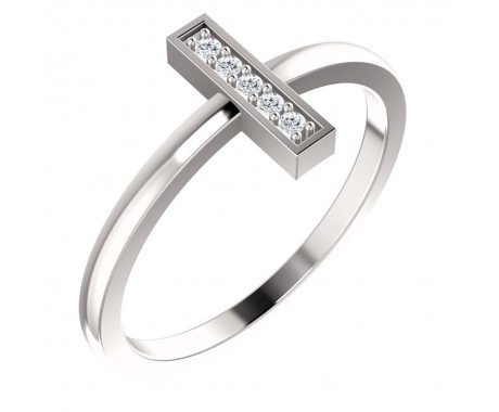 0.50 ct Ladies Round Cut Diamond Bar Ring