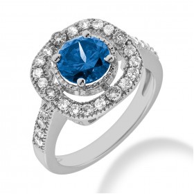 2.02 ct. Natural Blue Sapphire and  Round Cut Diamond Fancy Anniversary Cocktail Ring