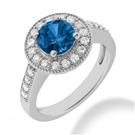 1.98 ct. Natural Blue Sapphire and  Round Cut Diamond Fancy Anniversary Cocktail Ring