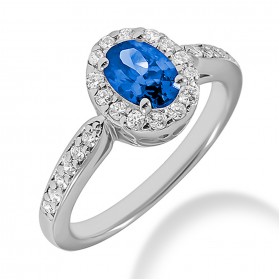 2.00 ct. Natural Blue Sapphire and  Round Cut Diamond Fancy Anniversary Cocktail Ring