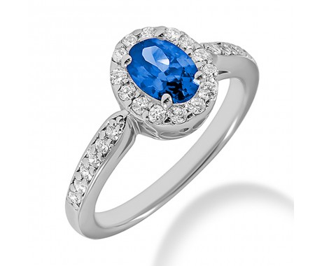 2.00 ct. Natural Blue Sapphire and  Round Cut Diamond Fancy Anniversary Cocktail Ring