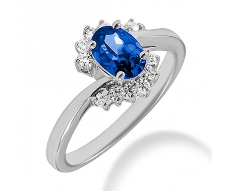 2.15 ct. Natural Blue Sapphire and Round Cut Diamond Fancy Anniversary Cocktail Ring