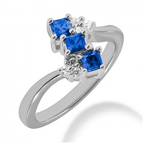 1.50 ct. Natural Blue Sapphire and Round Cut Diamond Fancy Anniversary Cocktail Ring