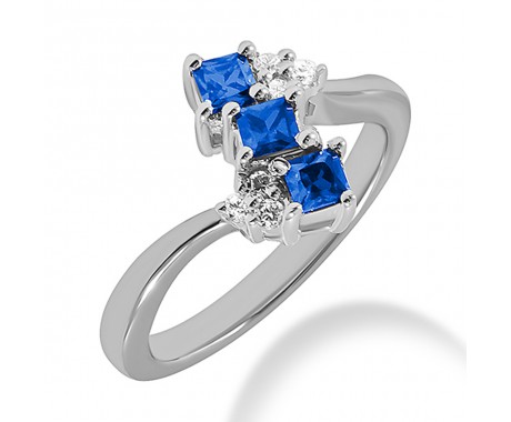 1.50 ct. Natural Blue Sapphire and Round Cut Diamond Fancy Anniversary Cocktail Ring