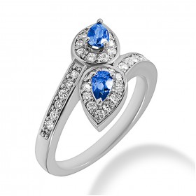 2.25 ct. Natural Blue Sapphire and Round Cut Diamond Fancy Anniversary Cocktail Ring