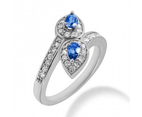 2.25 ct. Natural Blue Sapphire and Round Cut Diamond Fancy Anniversary Cocktail Ring