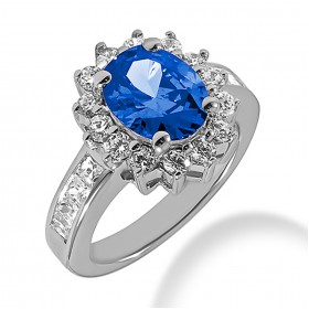 4.49 ct. Natural Blue Sapphire and Round Cut Diamond Fancy Anniversary Cocktail Ring