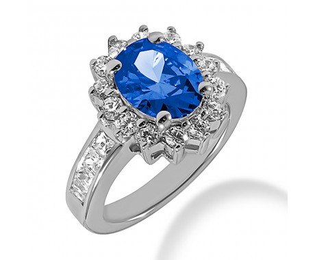 4.49 ct. Natural Blue Sapphire and Round Cut Diamond Fancy Anniversary Cocktail Ring
