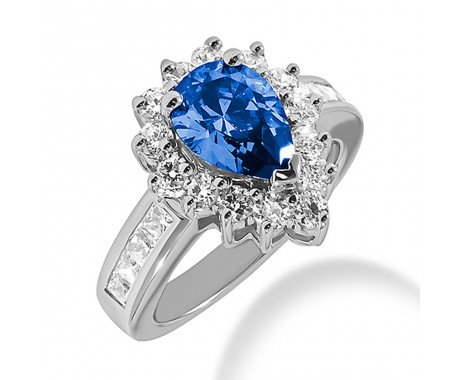 3.98 ct. Natural Blue Sapphire and Round Cut Diamond Fancy Anniversary Cocktail Ring