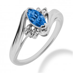 2.35 ct. Natural Blue Sapphire and Round Cut Diamond Fancy Anniversary Cocktail Ring