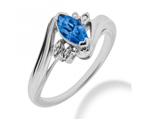 2.35 ct. Natural Blue Sapphire and Round Cut Diamond Fancy Anniversary Cocktail Ring