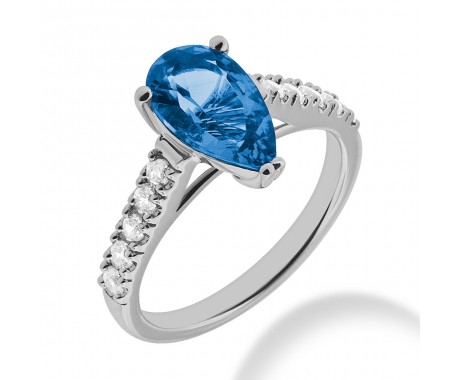 2.55 ct. Natural Blue Sapphire and Round Cut Diamond Fancy Anniversary Cocktail Ring