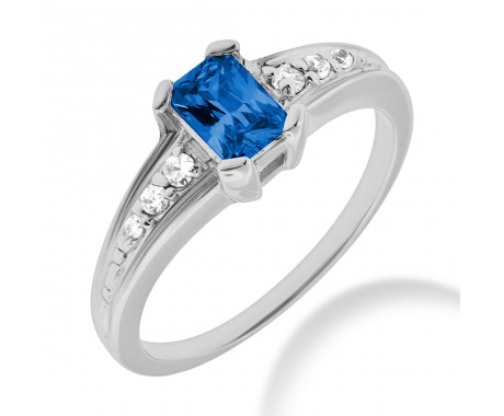 1.40 ct. Natural Blue Sapphire and Round Cut Diamond Fancy Anniversary Cocktail Ring