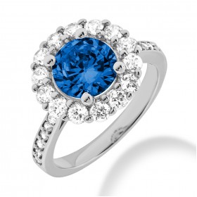 9.00 ct. Natural Blue Sapphire and Round Cut Diamond Fancy Anniversary Cocktail Ring