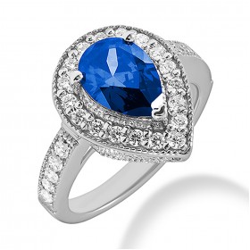 11.00 ct. Natural Blue Sapphire and Round Cut Diamond Fancy Anniversary Cocktail Ring
