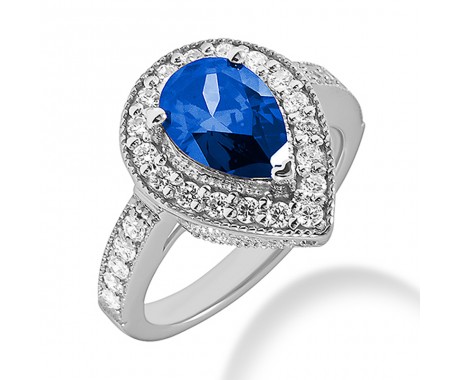 11.00 ct. Natural Blue Sapphire and Round Cut Diamond Fancy Anniversary Cocktail Ring