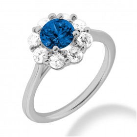 6.00 ct. Natural Blue Sapphire and Round Cut Diamond Fancy Anniversary Cocktail Ring