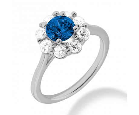 6.00 ct. Natural Blue Sapphire and Round Cut Diamond Fancy Anniversary Cocktail Ring