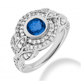 8.00 ct. Natural Blue Sapphire and Round Cut Diamond Fancy Anniversary Cocktail Ring