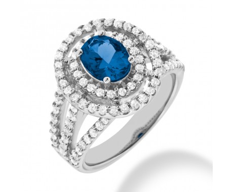 3.75 ct. Natural Blue Sapphire and Round Cut Diamond Fancy Anniversary Cocktail Ring