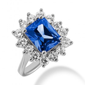 2.70 ct. Natural Blue Sapphire and Round Cut Diamond Fancy Anniversary Cocktail Ring