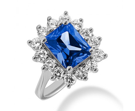 2.70 ct. Natural Blue Sapphire and Round Cut Diamond Fancy Anniversary Cocktail Ring