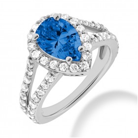 4.50 ct. Natural Blue Sapphire and Round Cut Diamond Fancy Anniversary Cocktail Ring