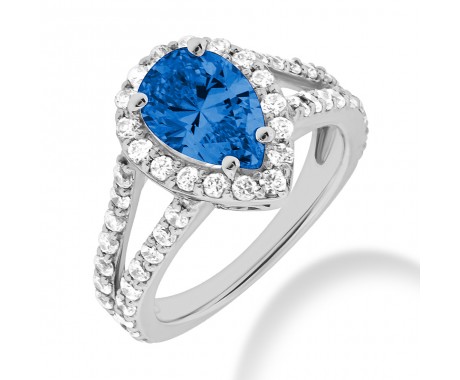 4.50 ct. Natural Blue Sapphire and Round Cut Diamond Fancy Anniversary Cocktail Ring