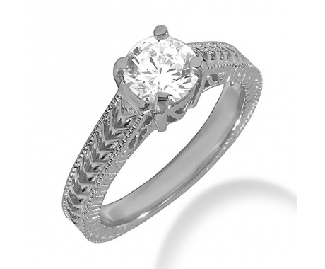 1.25 ct. Ladies Round Cut Diamond Antique Style Engagement Solitaire Ring