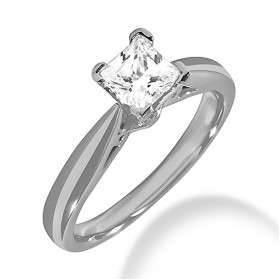 0.55 ct. Ladies Princess Cut Diamond Engagement Solitaire Ring