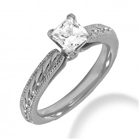 0.50 Ladies ct. Princess Cut Diamond Engagement Solitaire Ring