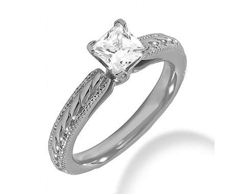 0.50 Ladies ct. Princess Cut Diamond Engagement Solitaire Ring