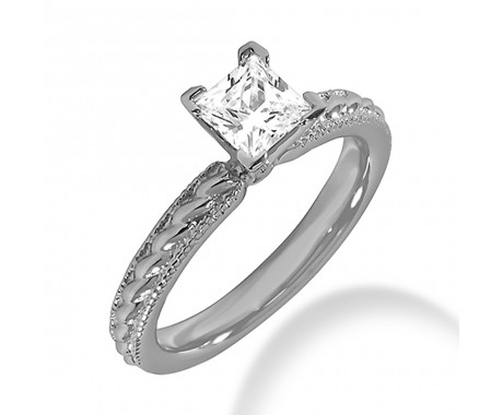 0.80 ct. Ladies Diamond Princess Cut Engagement Solitaire Ring
