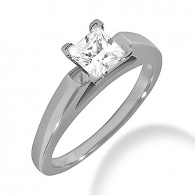 0.65 ct. Ladies Princess Cut Diamond Engagement Solitaire Ring