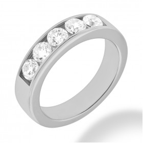 1.00 ct. Ladies Five Stone Round Cut Diamond Wedding Band in Channel Mounting