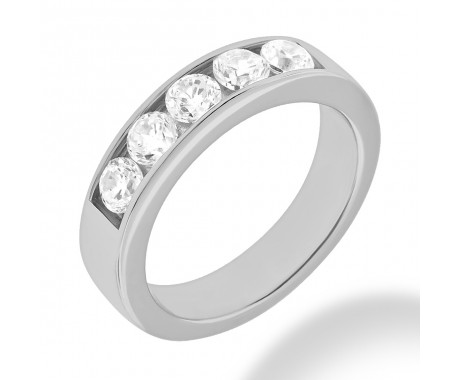 1.00 ct. Ladies Five Stone Round Cut Diamond Wedding Band in Channel Mounting