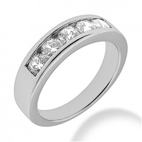 1.40 ct. Five Stones Round Cut Diamond Wedding Band in Channel Mounting