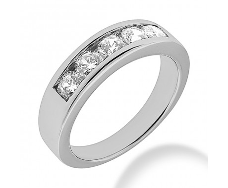 1.40 ct. Five Stones Round Cut Diamond Wedding Band in Channel Mounting