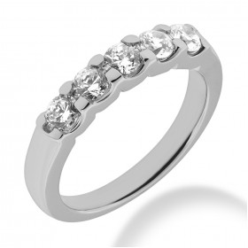 1.60 ct. Ladies Five Stone Round Cut Diamond Wedding Band in Shared Prong Mounting