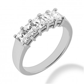 1.80 ct. Ladies Five Stone Emerald Cut Diamond Wedding Band in Shared Prong Mounting