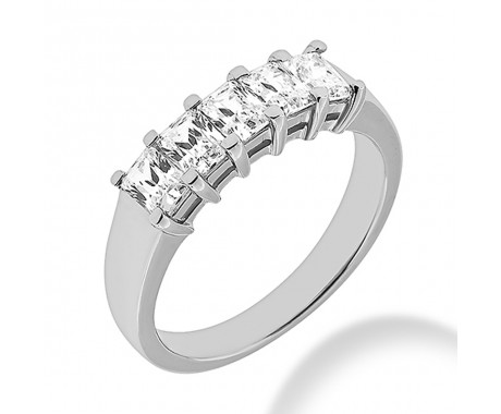 1.80 ct. Ladies Five Stone Emerald Cut Diamond Wedding Band in Shared Prong Mounting