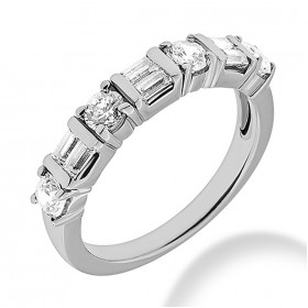 2.00 ct. Ladies Round and Baguette Cut Diamond Wedding Band in Combinated Mounting