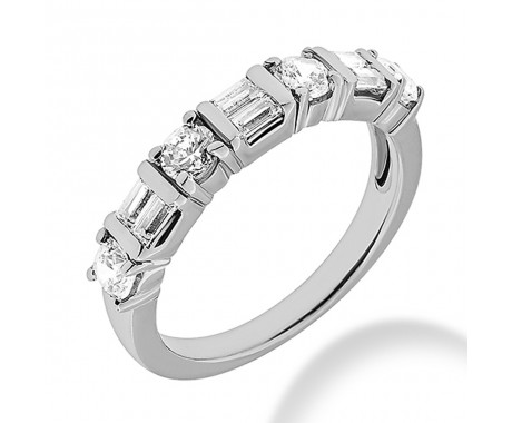 2.00 ct. Ladies Round and Baguette Cut Diamond Wedding Band in Combinated Mounting