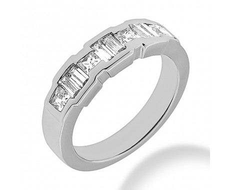 1.00 ct. Princess and Baguette Cut Diamond Wedding Band in Channel Mounting