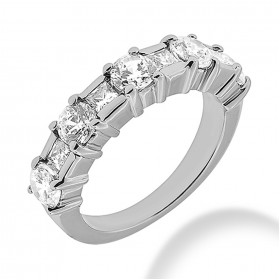1.35 ct. Ladies Round and Princess Cut Diamond Wedding Band in Combinated Mounting
