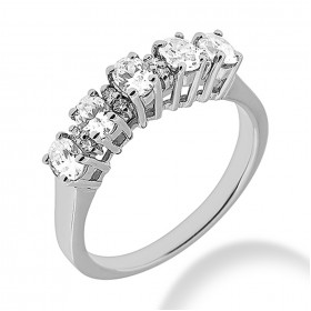 1.08 ct. Oval and Round Cut Diamond Wedding Band in Shared-Prong Mounting