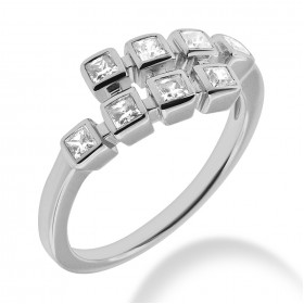 1.60 ct. Ladies Diamond Priness Cut Anniversary Ring in Bezel Mounting