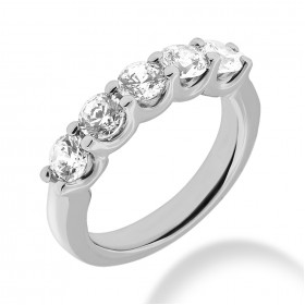 1.65 ct. Ladies Five Stone Round Cut Diamond Wedding Band in Scallop Mounting