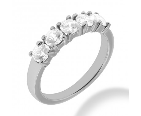 1.50 ct. Ladies Five Stone Round Cut Diamond Wedding Band in Common Prong Mounting